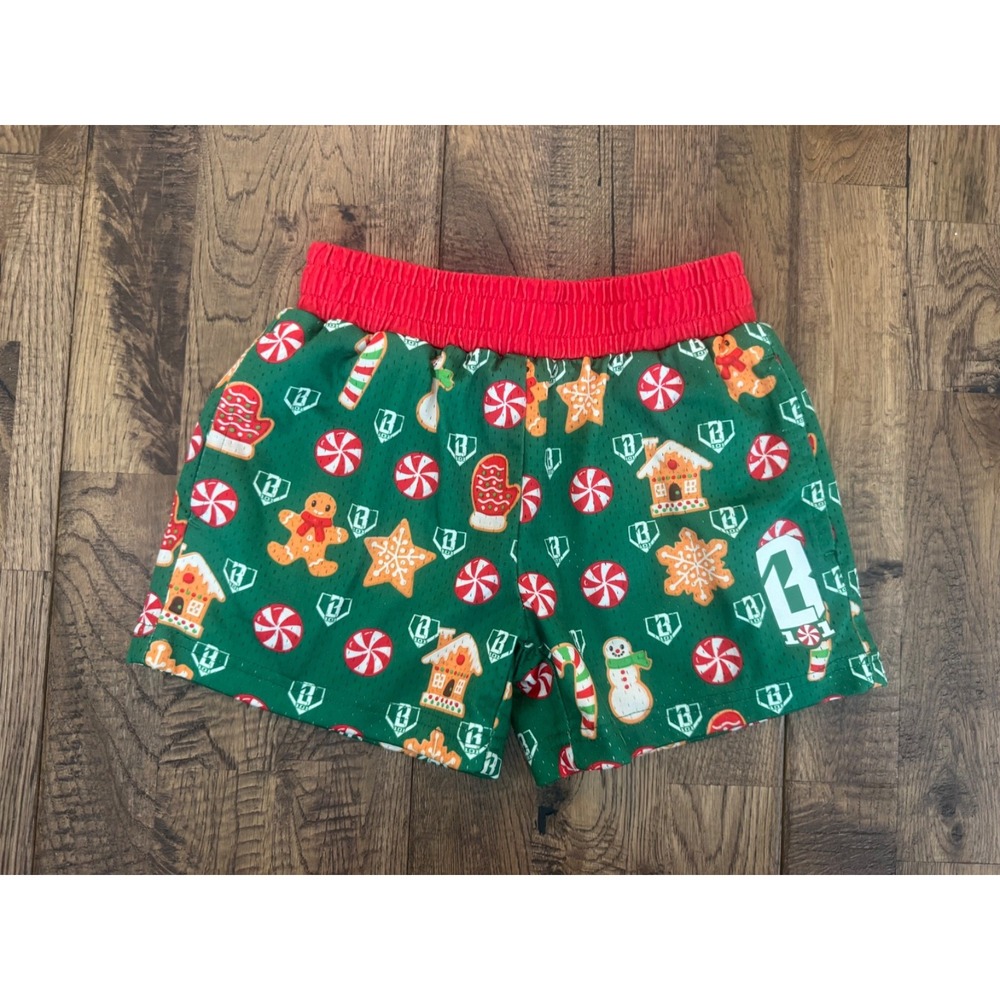 Baseball Lifestyle 101 Boys Holiday Gingerbread Home Plate Shorts Size XS